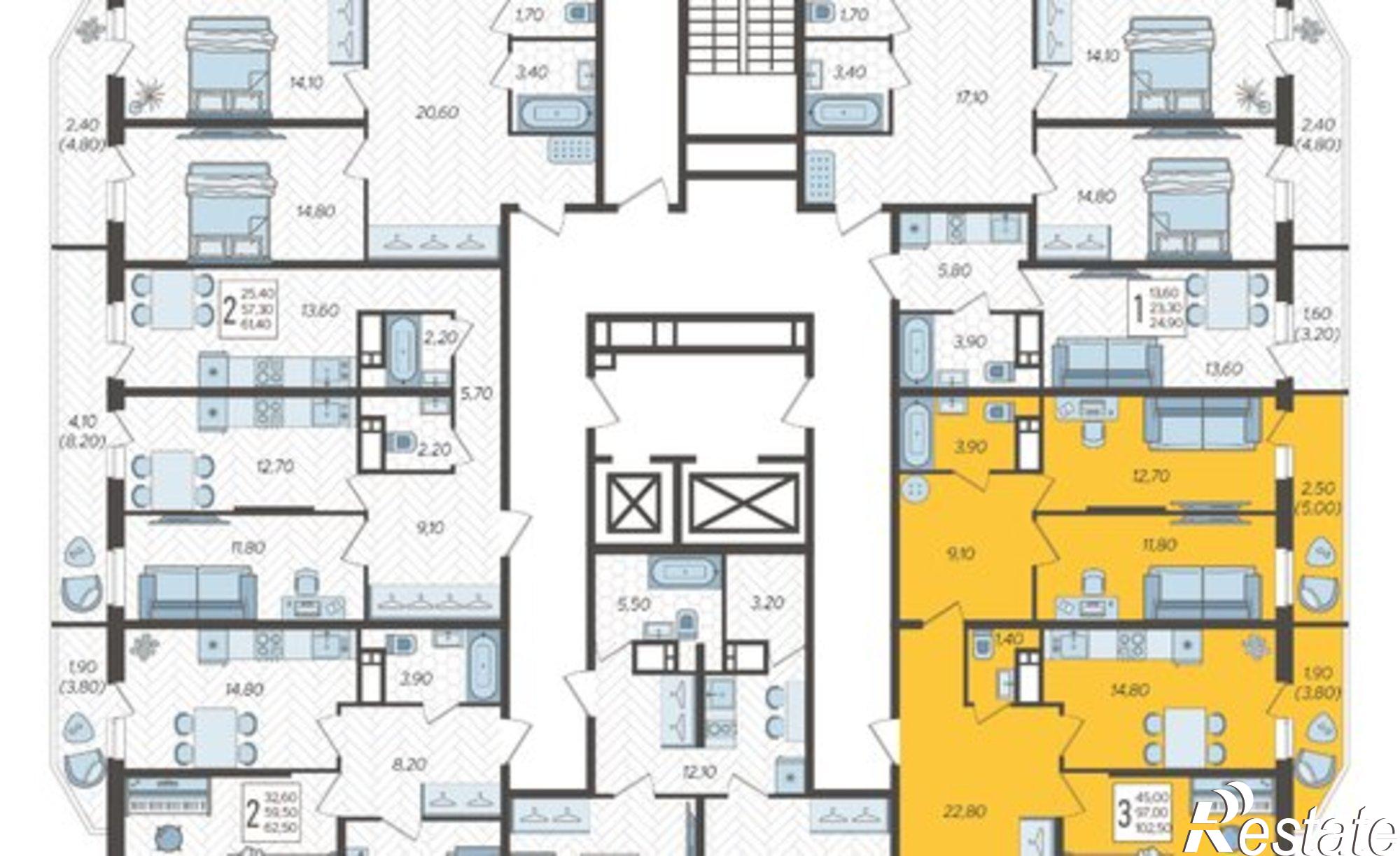 Купить квартиру за 12 092 700 рублей на жилой комплекс Зеленодар, улица Садовое Кольцо, 2к1