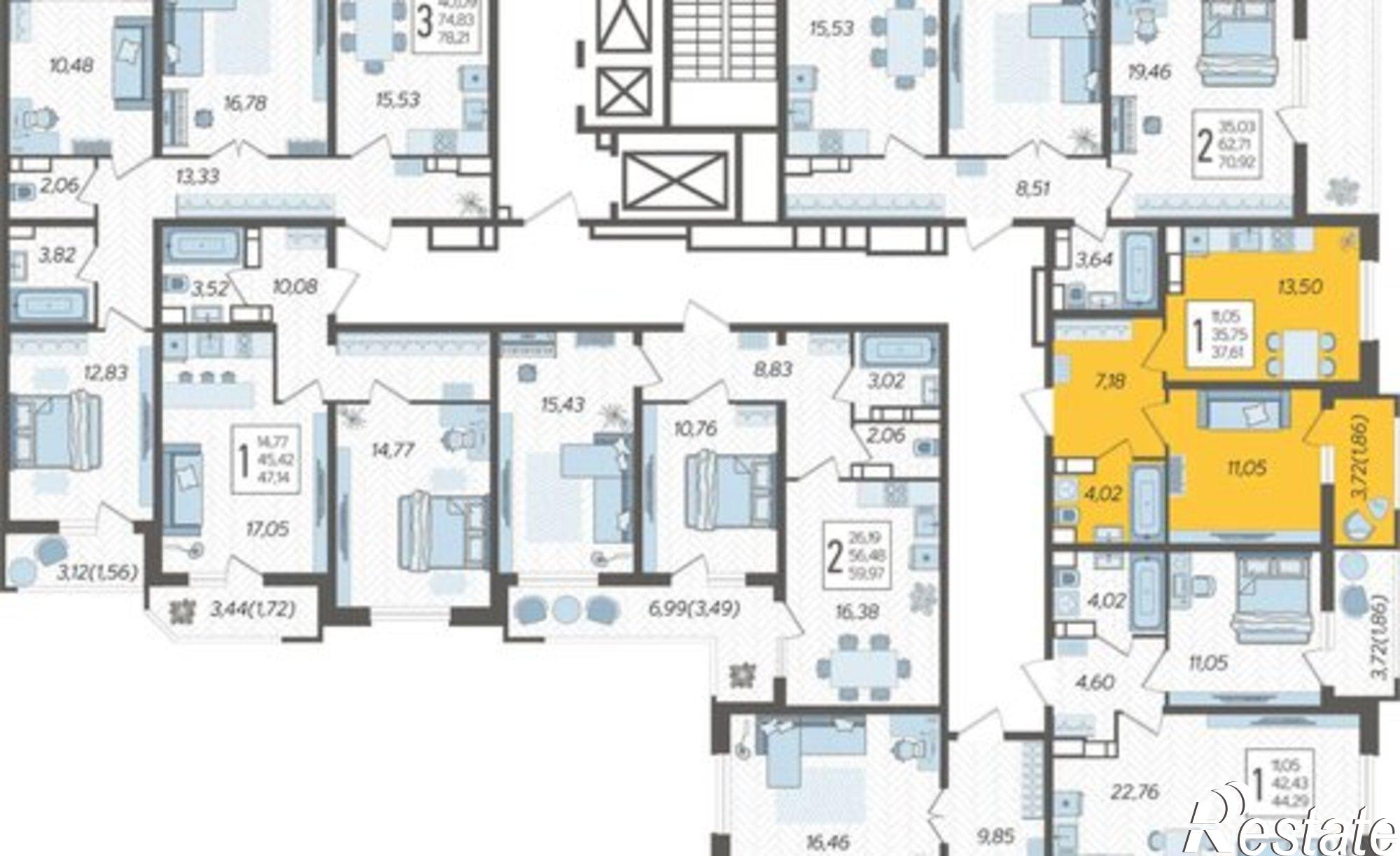 Купить квартиру за 6 969 130 рублей на ул Уральская, 87/7