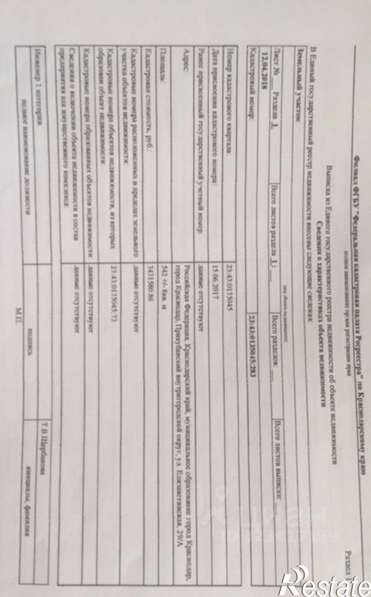 Земельный участок ул Елизаветинская, 29,  д. 29