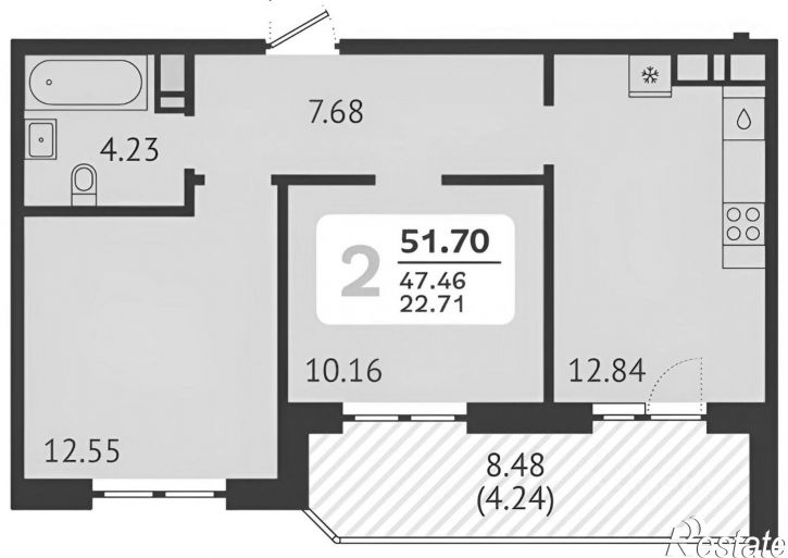 2-комн квартира улица Красных Партизан, 1/4 к20,  д. 1/4 к20