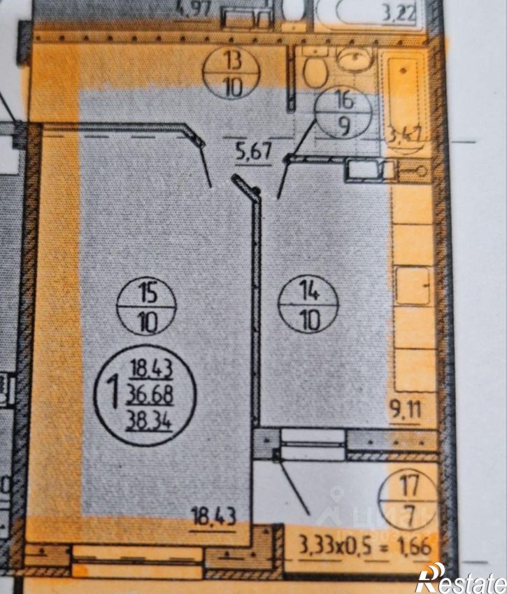 1-комн квартира улица Селезнёва, 4/15 к2,  д. 4/15 к2