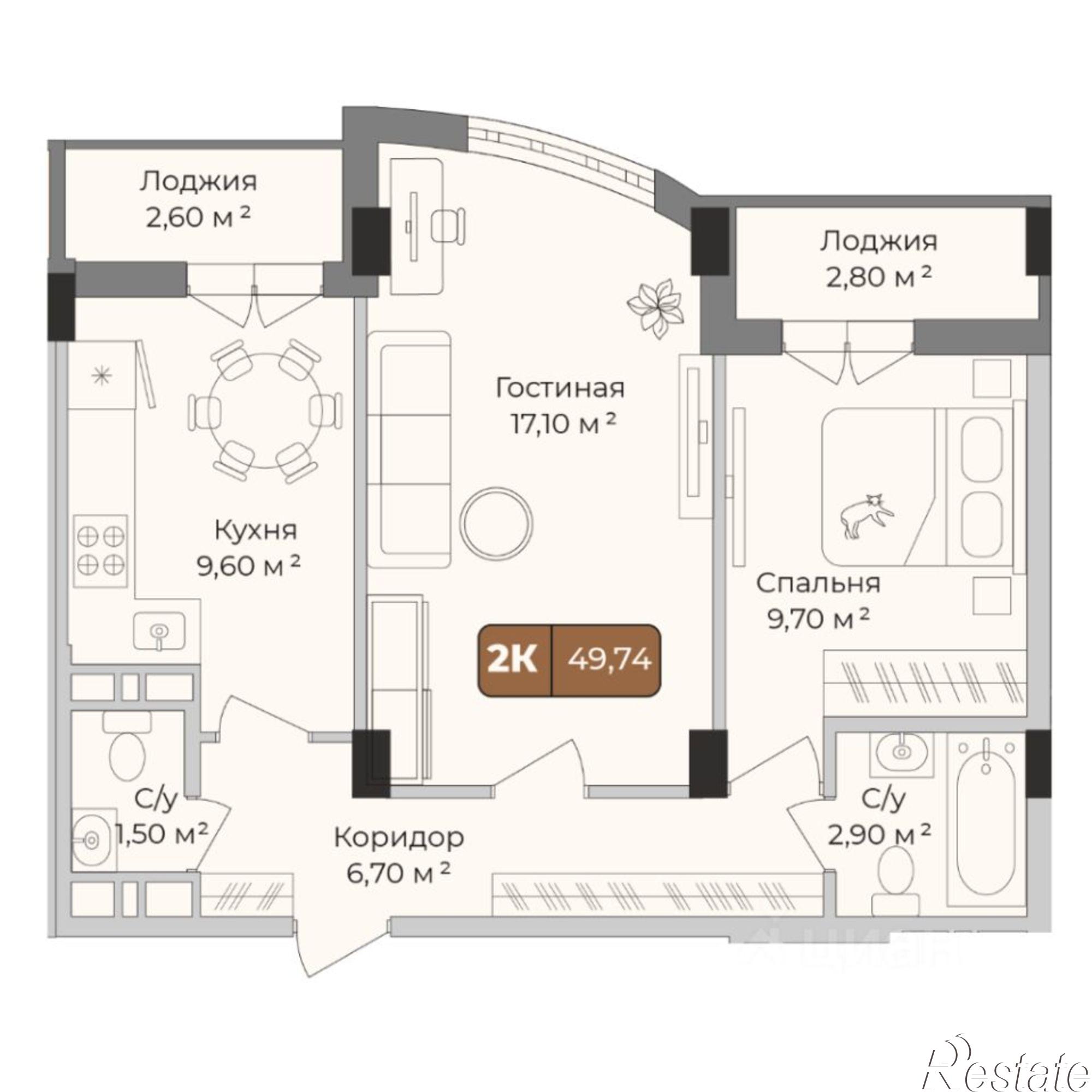 Купить квартиру за 8 421 810 рублей на улица имени Сергея Есенина, 108 лит3