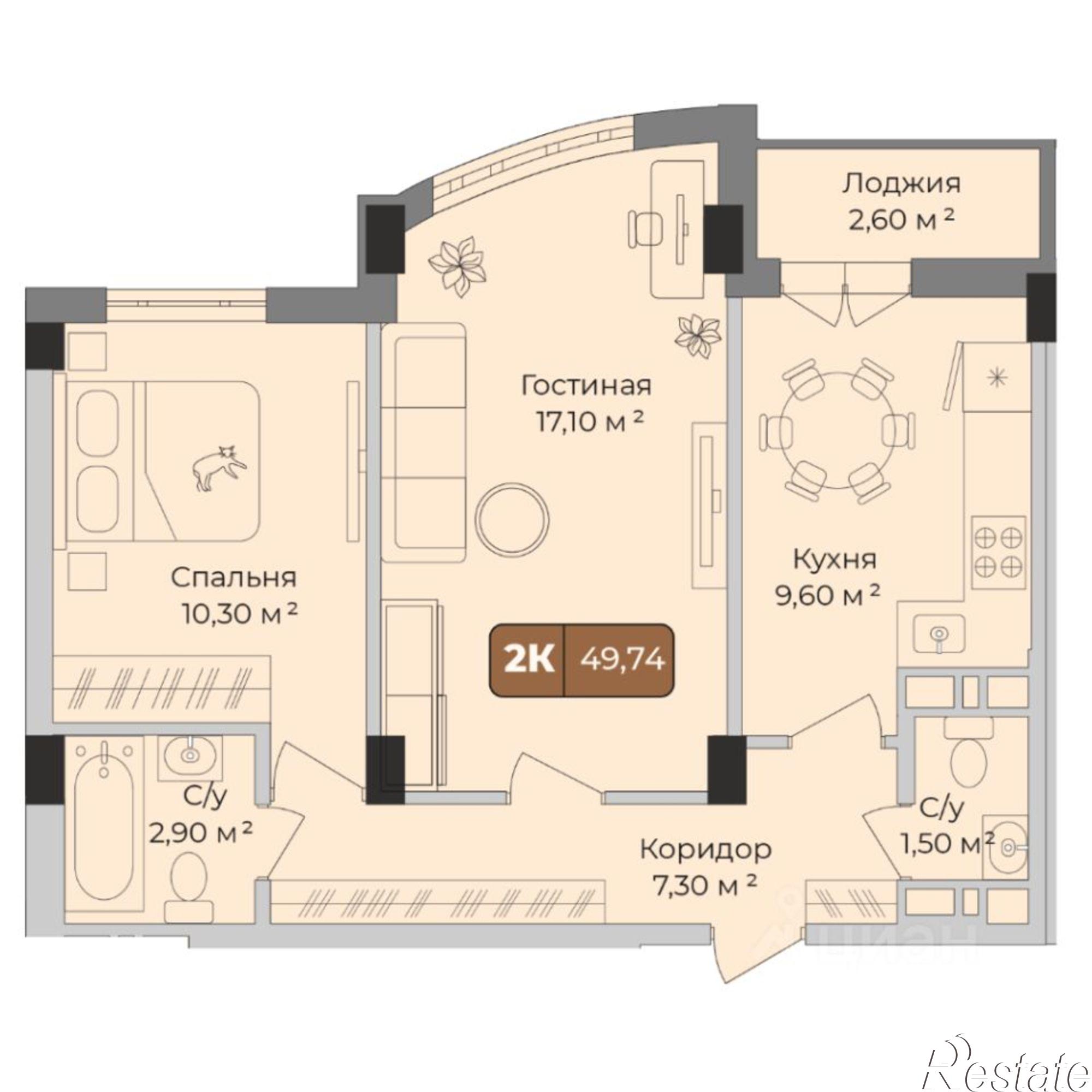 Купить квартиру за 8 421 810 рублей на улица имени Сергея Есенина, 108 лит3