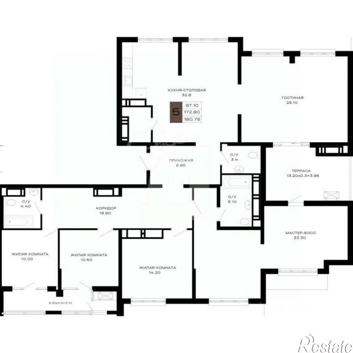 5-комн квартира Школьная улица, 1,  д. 1