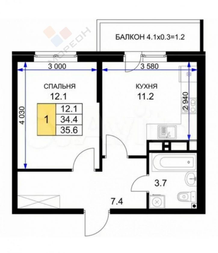 1-комн квартира им. Героя Ростовского ул, 8к4