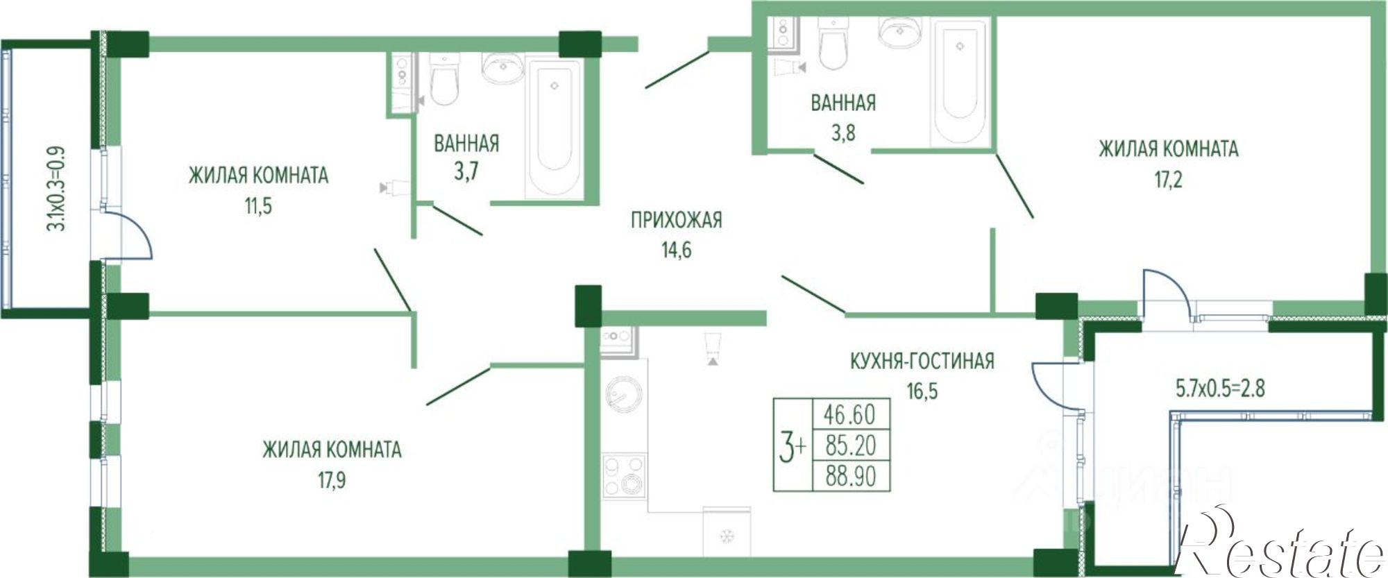 Купить квартиру за 22 725 000 рублей на Круговая улица, 4/1 к3