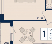 1-комн, 39 кв м, этаж 14/18 