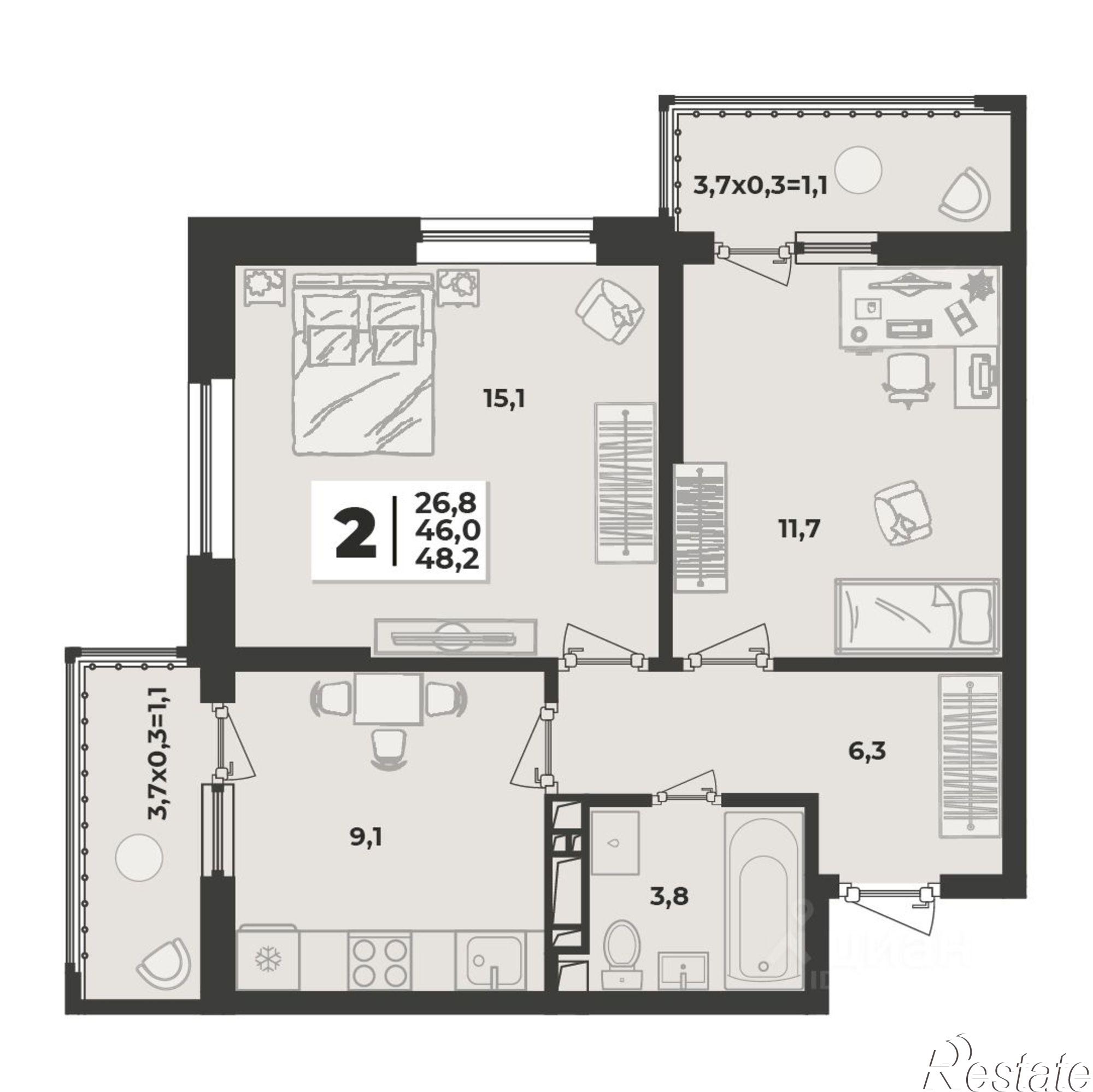 Купить квартиру за 7 447 800 рублей на улица имени Генерала Брусилова, 1 к2