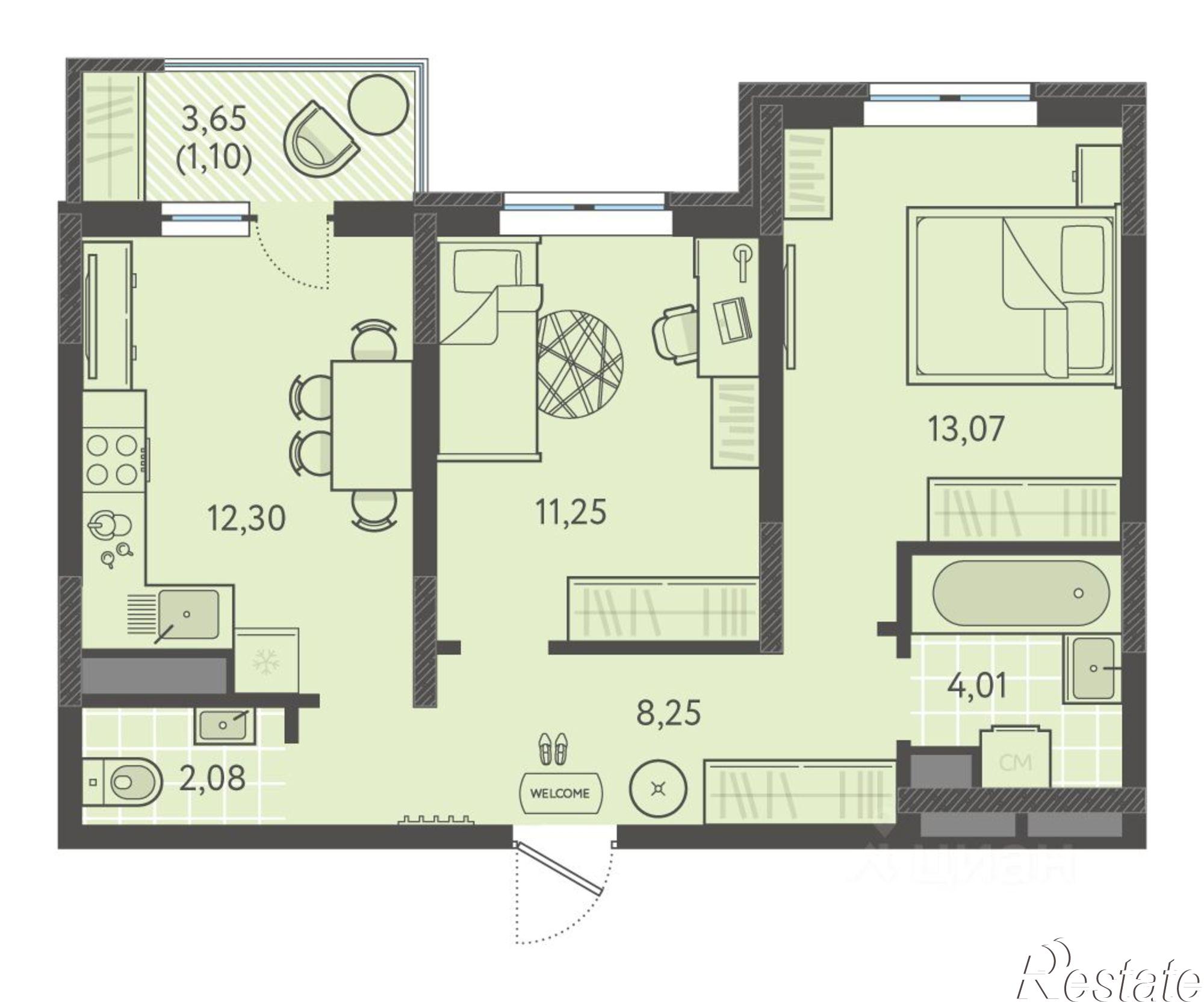 Купить квартиру за 6 923 980 рублей на улица имени Виктора Анфиногенова, 12к3