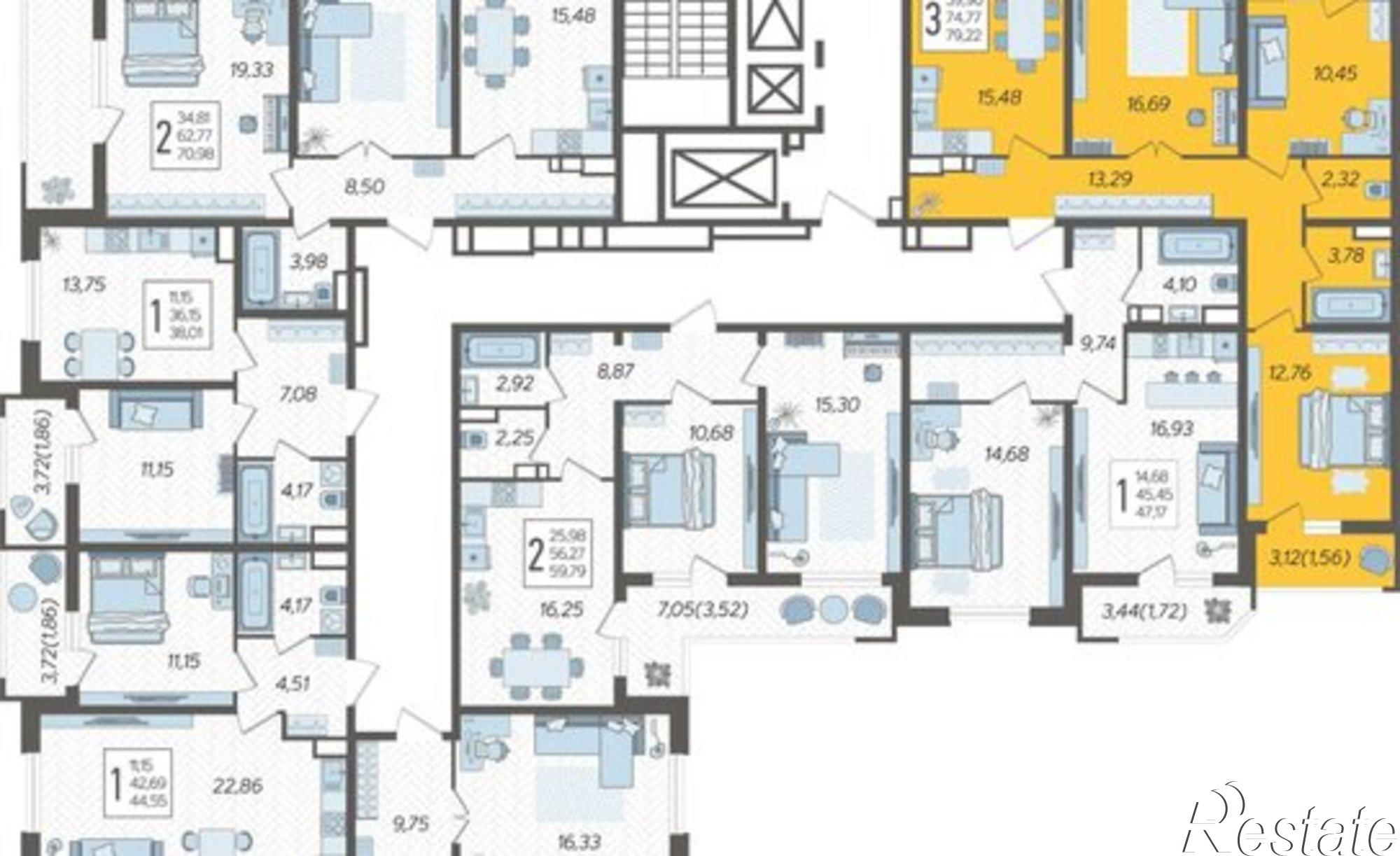 Купить квартиру за 9 576 470 рублей на ул Уральская, 87/7