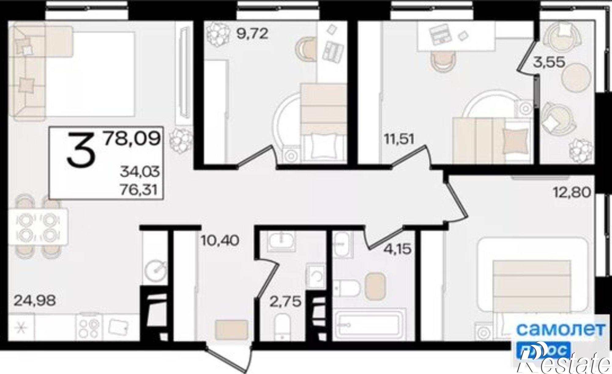 Купить квартиру за 17 100 800 рублей на ул Сормовская, 1/3 1