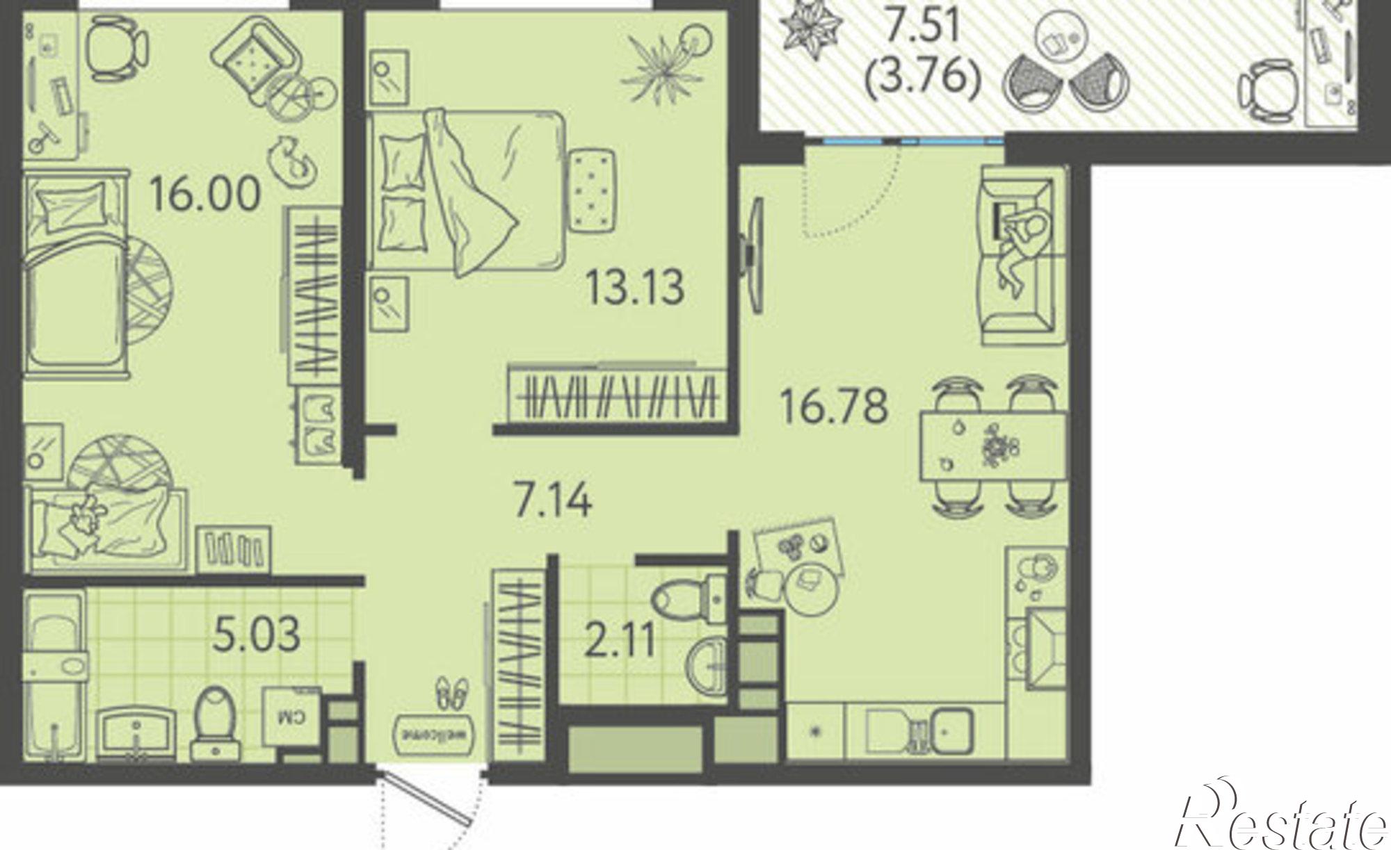 Купить квартиру за 9 422 400 рублей на улица им. Б.С. Кудухова, 1