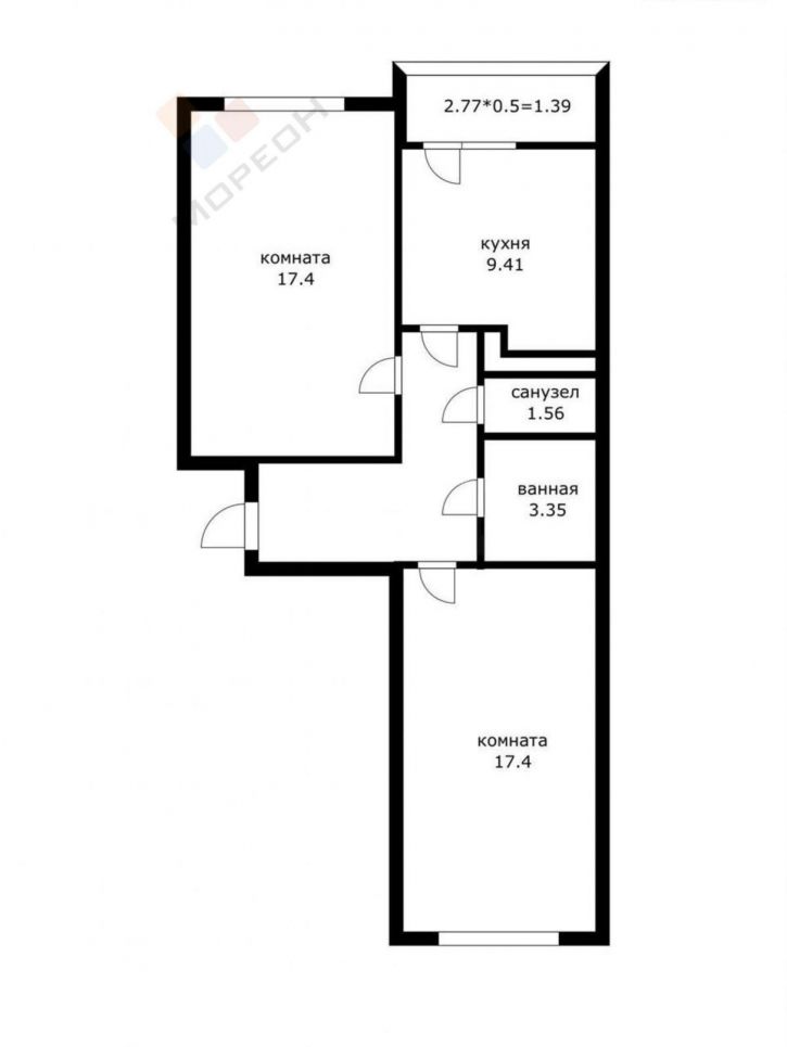 2-комн квартира Героя Сарабеева ул, 7