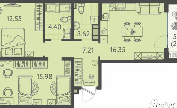 2-комн квартира улица им. Б.С. Кудухова, 1,  д. 1