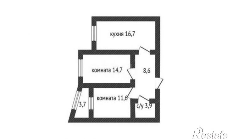 2-комн квартира микрорайон Любимово, 8