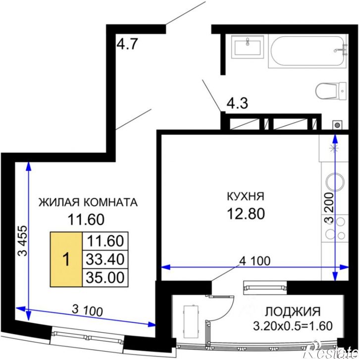 1-комн квартира в новом доме Новая улица, 78 с2,  д. 78 с2
