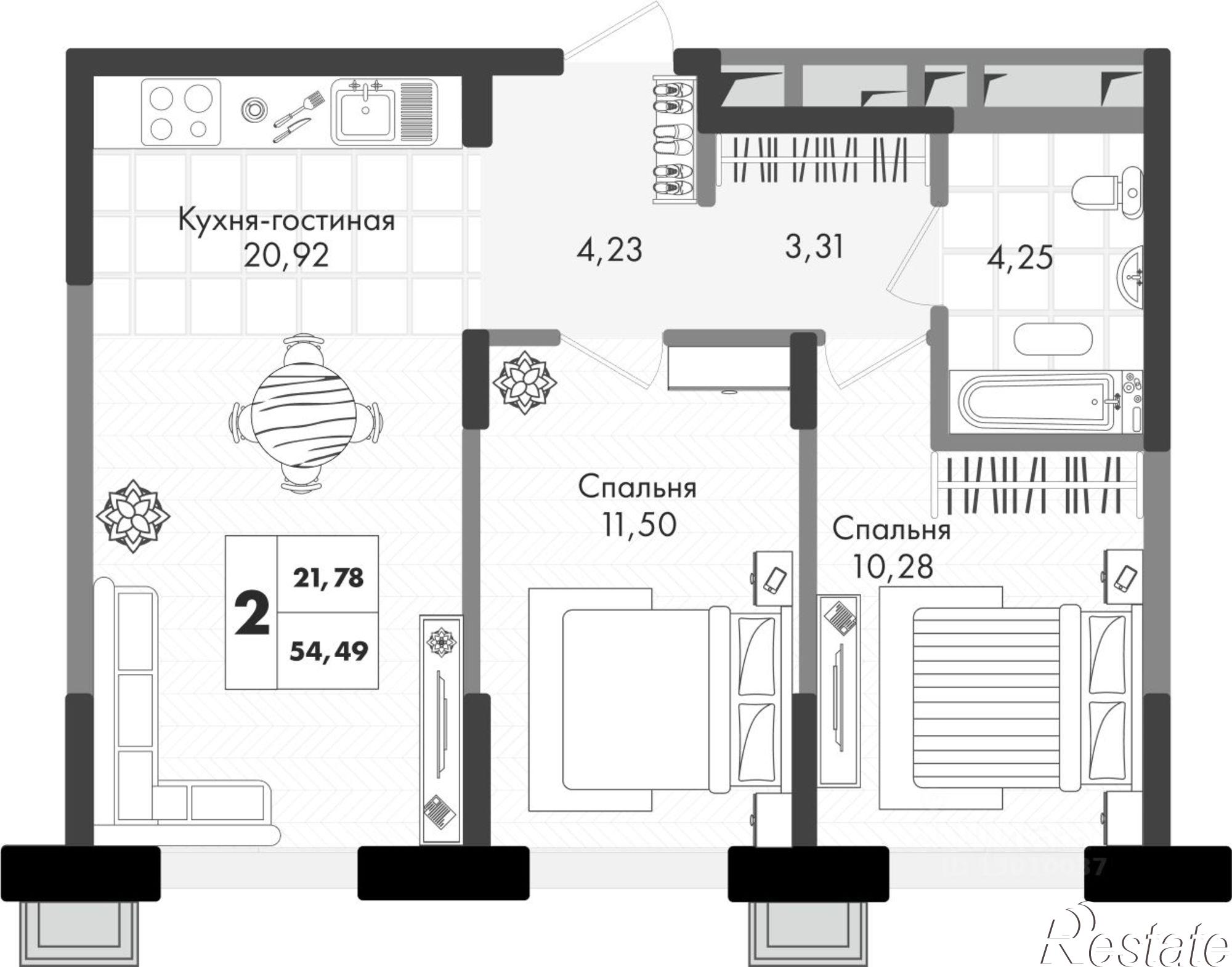 Купить квартиру за 7 378 220 рублей на улица имени Генерала Брусилова, 5лит1.3
