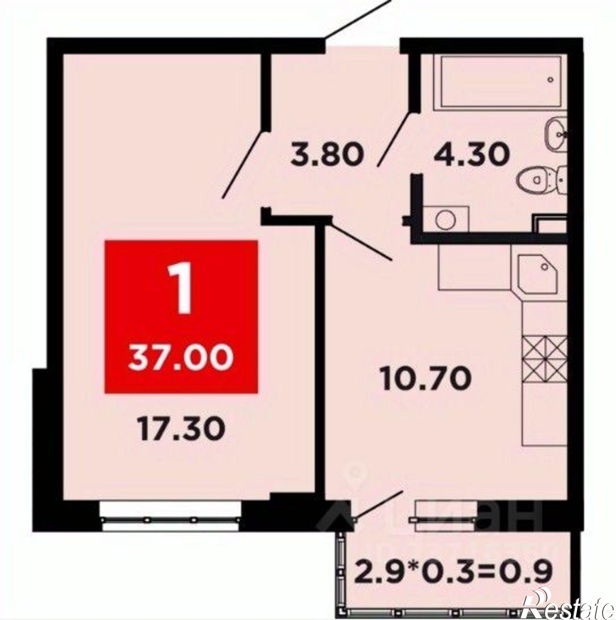 Купить квартиру за 6 457 500 рублей на улица Мурата Ахеджака, 12 к8