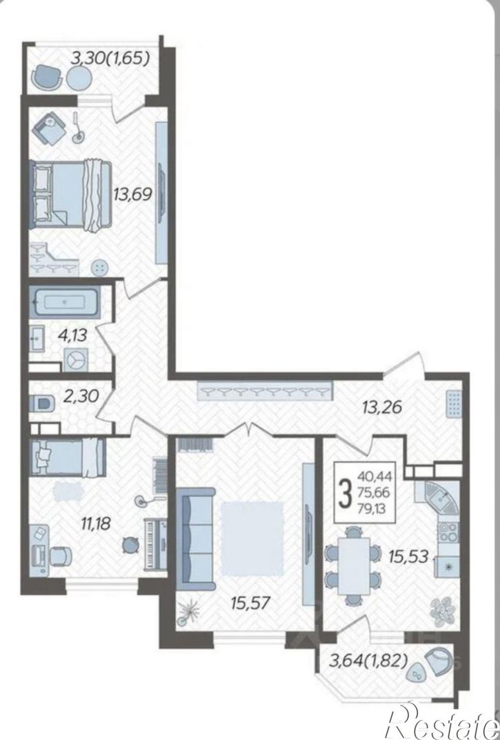 3-комн квартира Уральская улица, 87/7,  д. 87/7