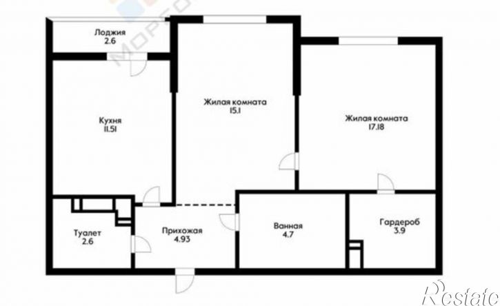 2-комн квартира улица имени Генерала Корнилова, 9,  д. 9