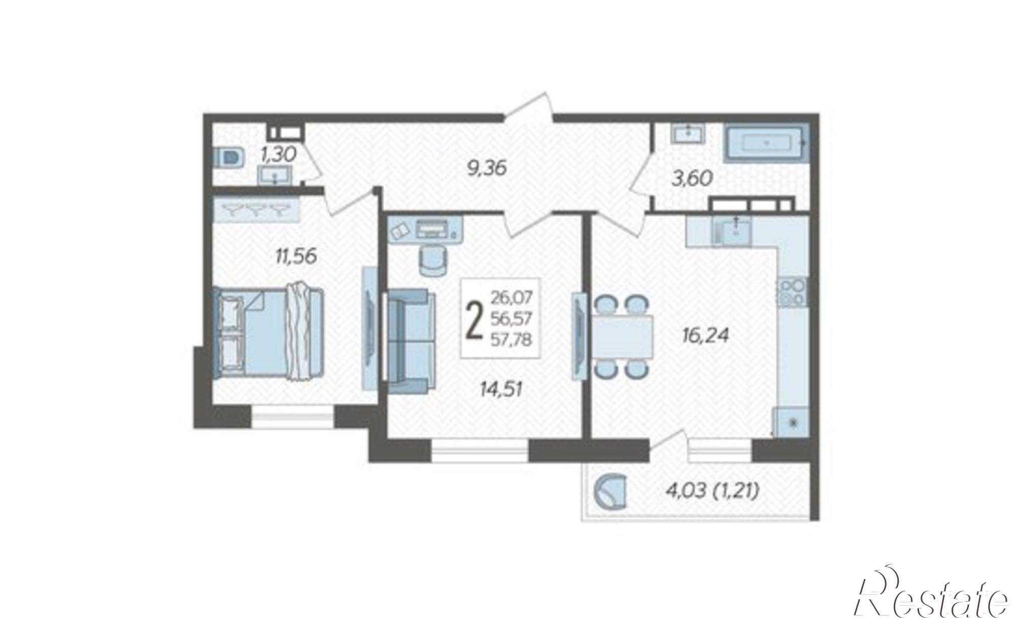 Купить квартиру за 7 141 610 рублей на улица им. Владимира Жириновского, 1 к9
