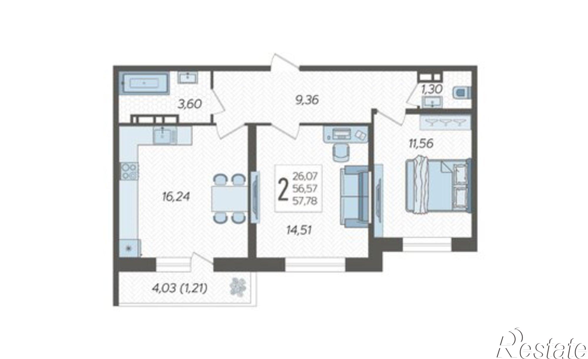 Купить квартиру за 7 488 290 рублей на улица им. Владимира Жириновского, 1 к9