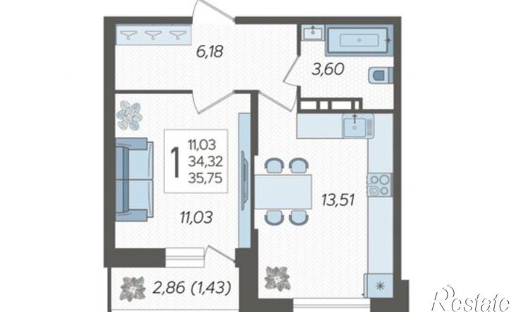 1-комн квартира в новом доме ул Дальневосточная, 14,  д. 14