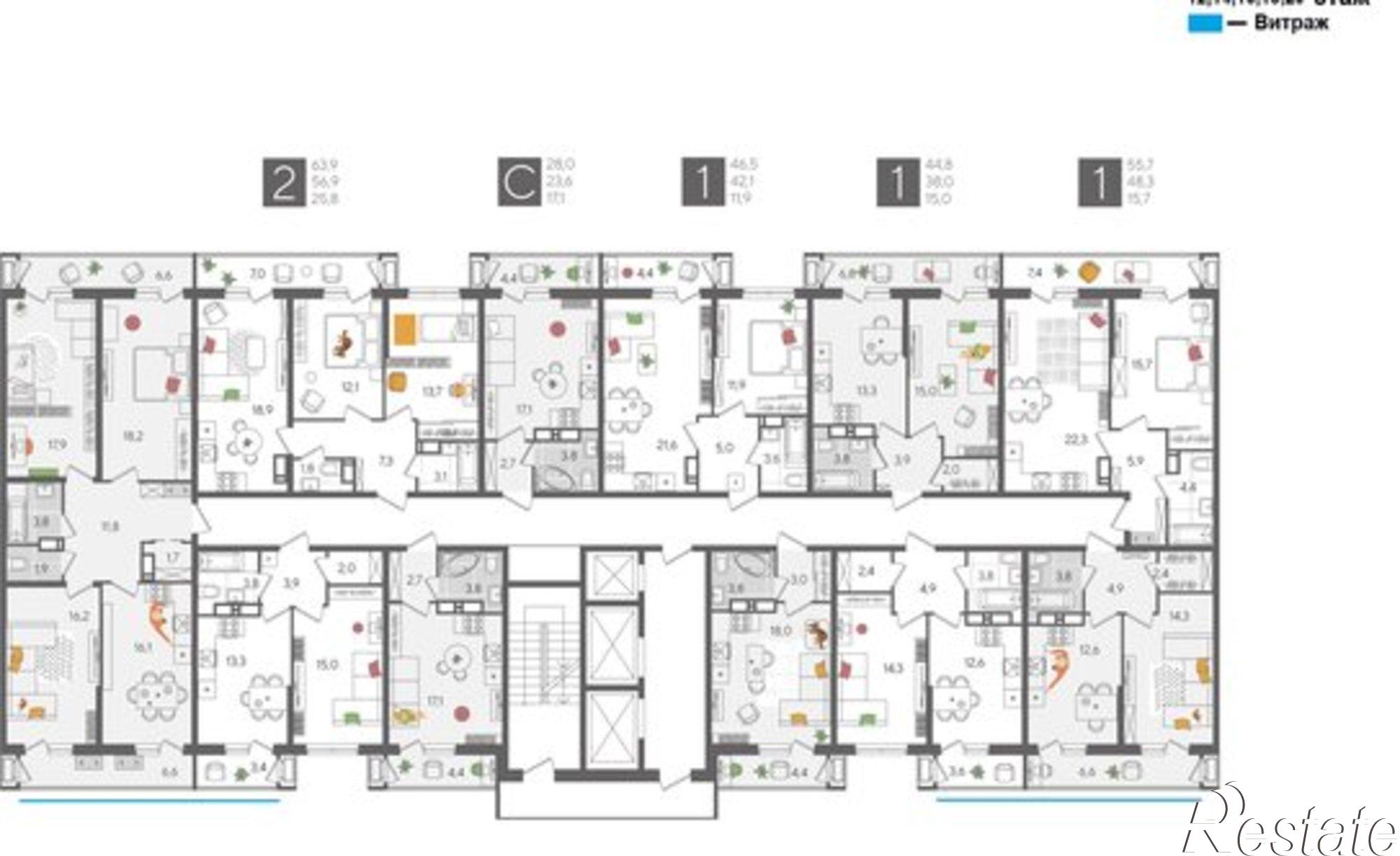 Купить квартиру за 19 464 500 рублей на ул Новороссийская, 90/2 1