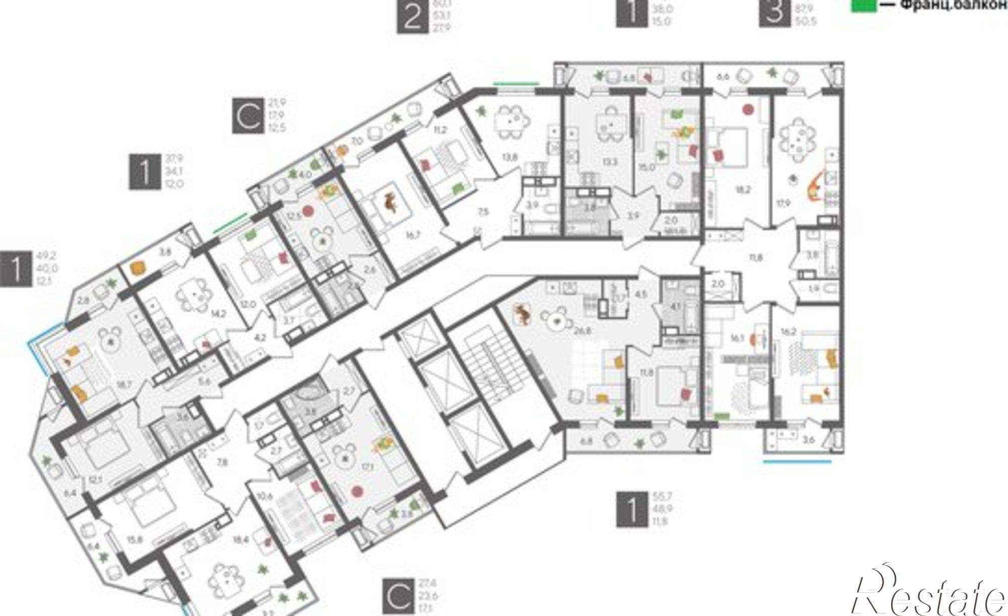 Купить квартиру за 19 521 900 рублей на ул Новороссийская, 90/2 1