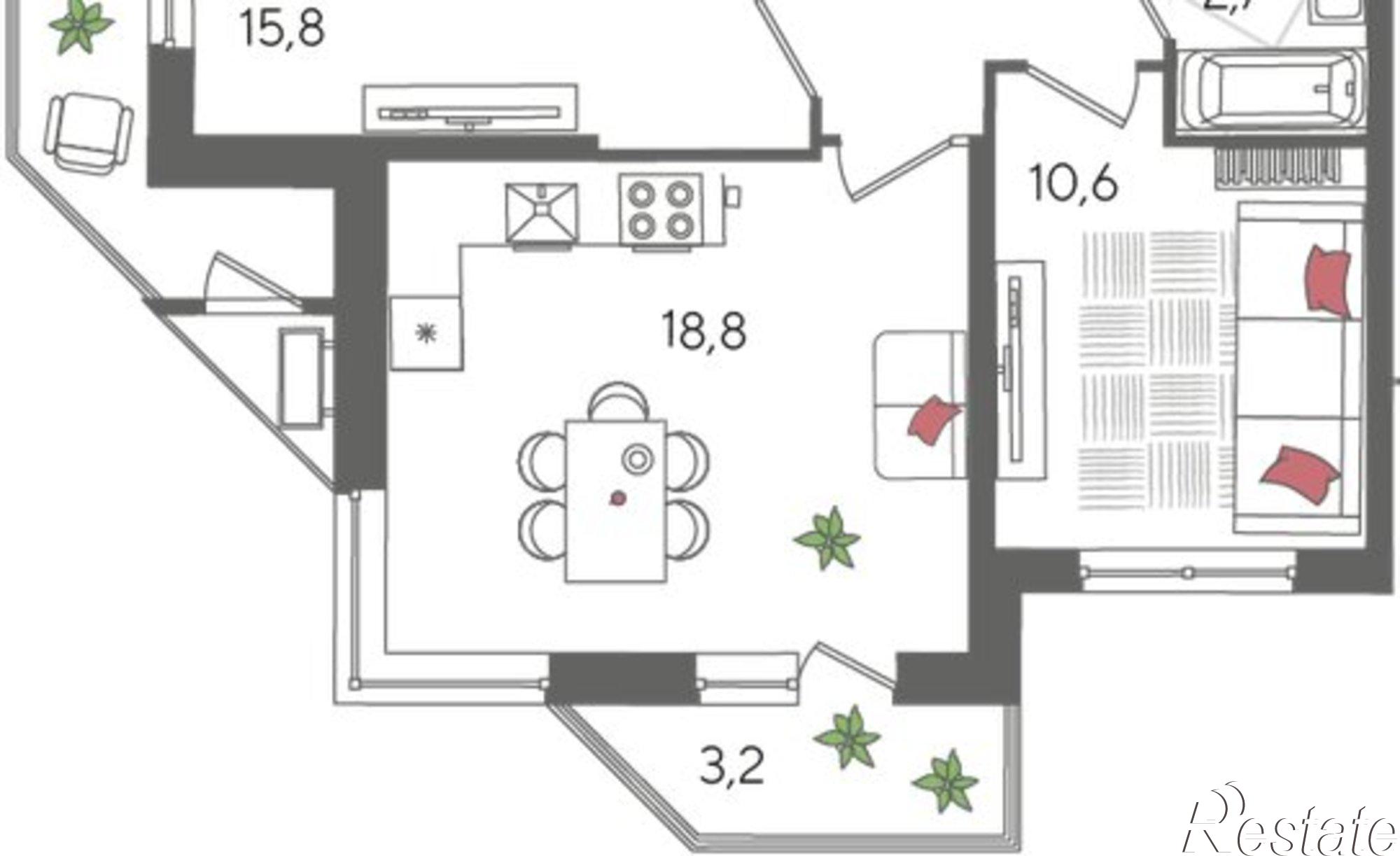 Купить квартиру за 13 534 000 рублей на ул Новороссийская, 90/2 1