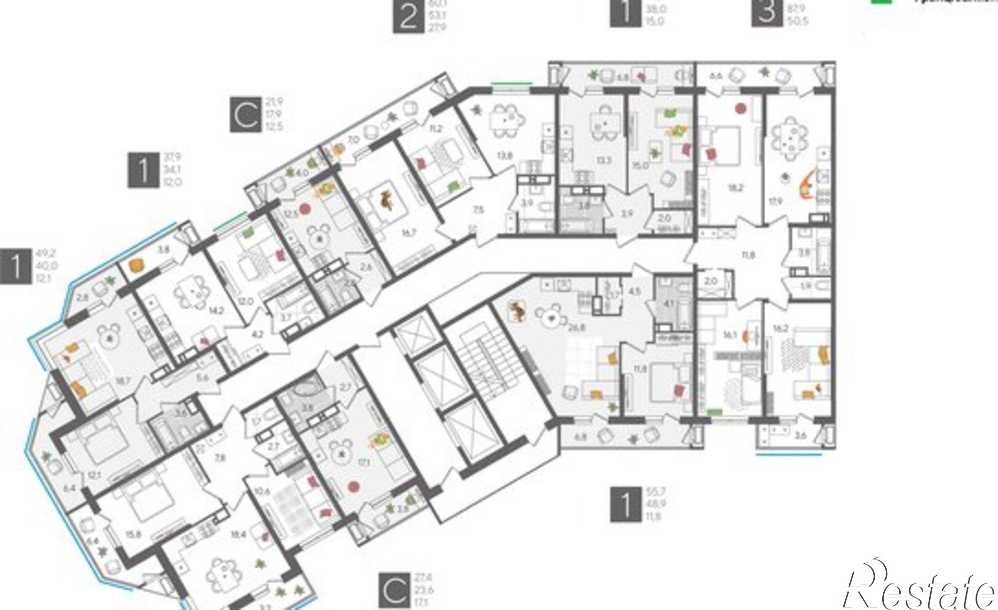 Купить квартиру за 19 571 000 рублей на ул Новороссийская, 90/2 1