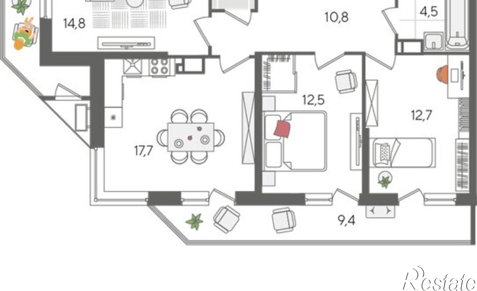 Купить квартиру за 18 198 200 рублей на ул Новороссийская, 102