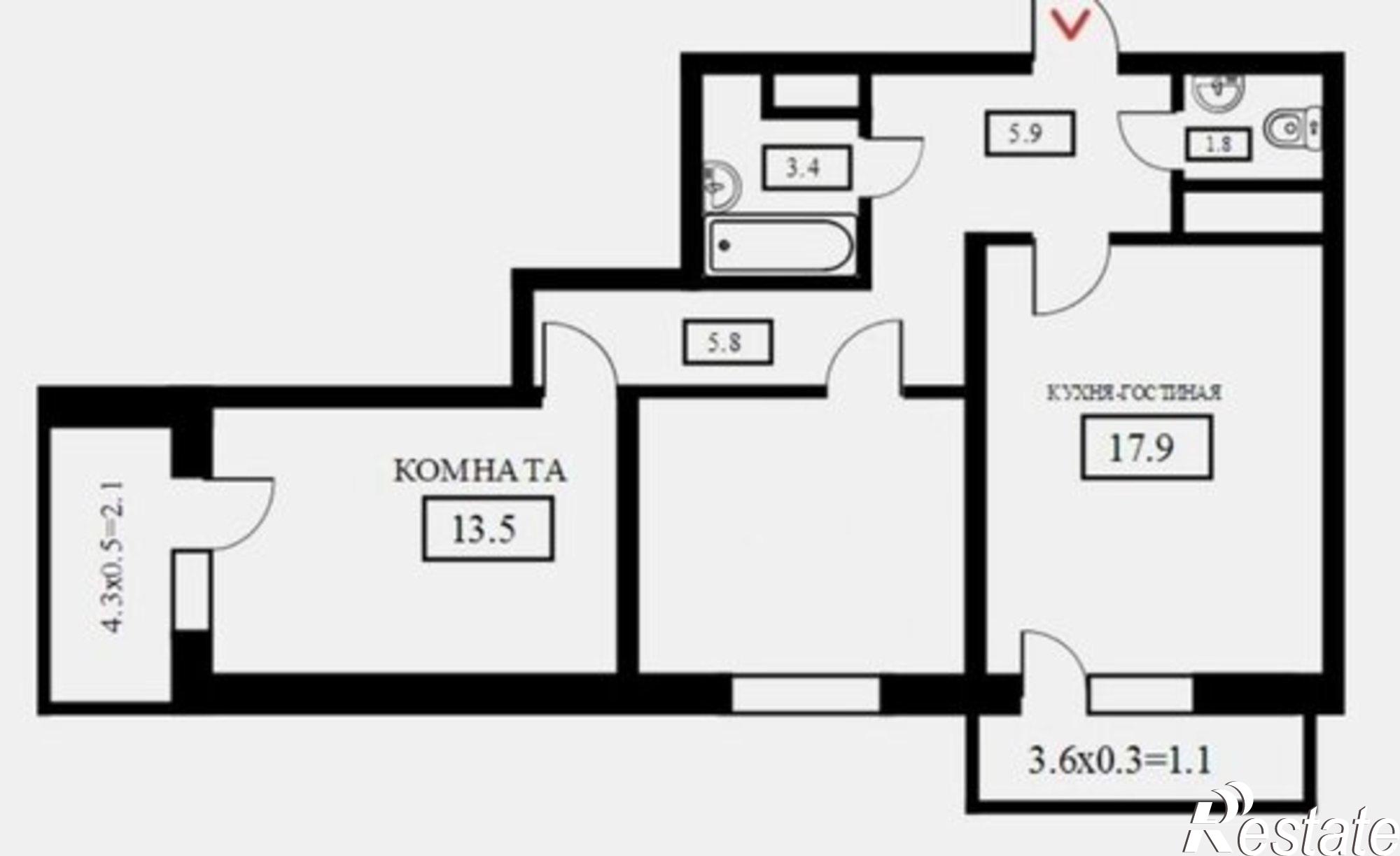 Купить квартиру за 6 100 000 рублей на Домбайская улица, 55 к5