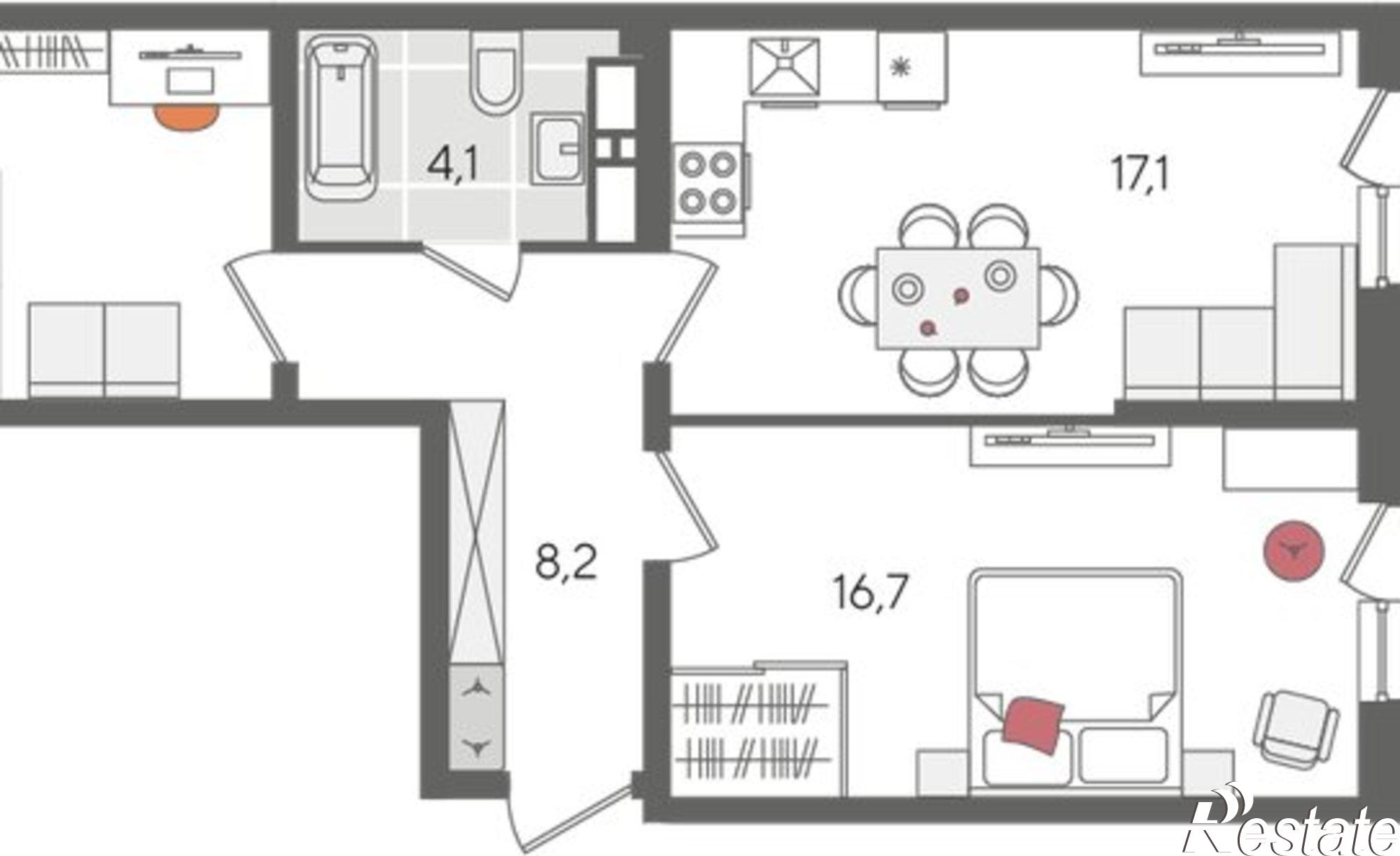 Купить квартиру за 14 734 300 рублей на ул Новороссийская, 102