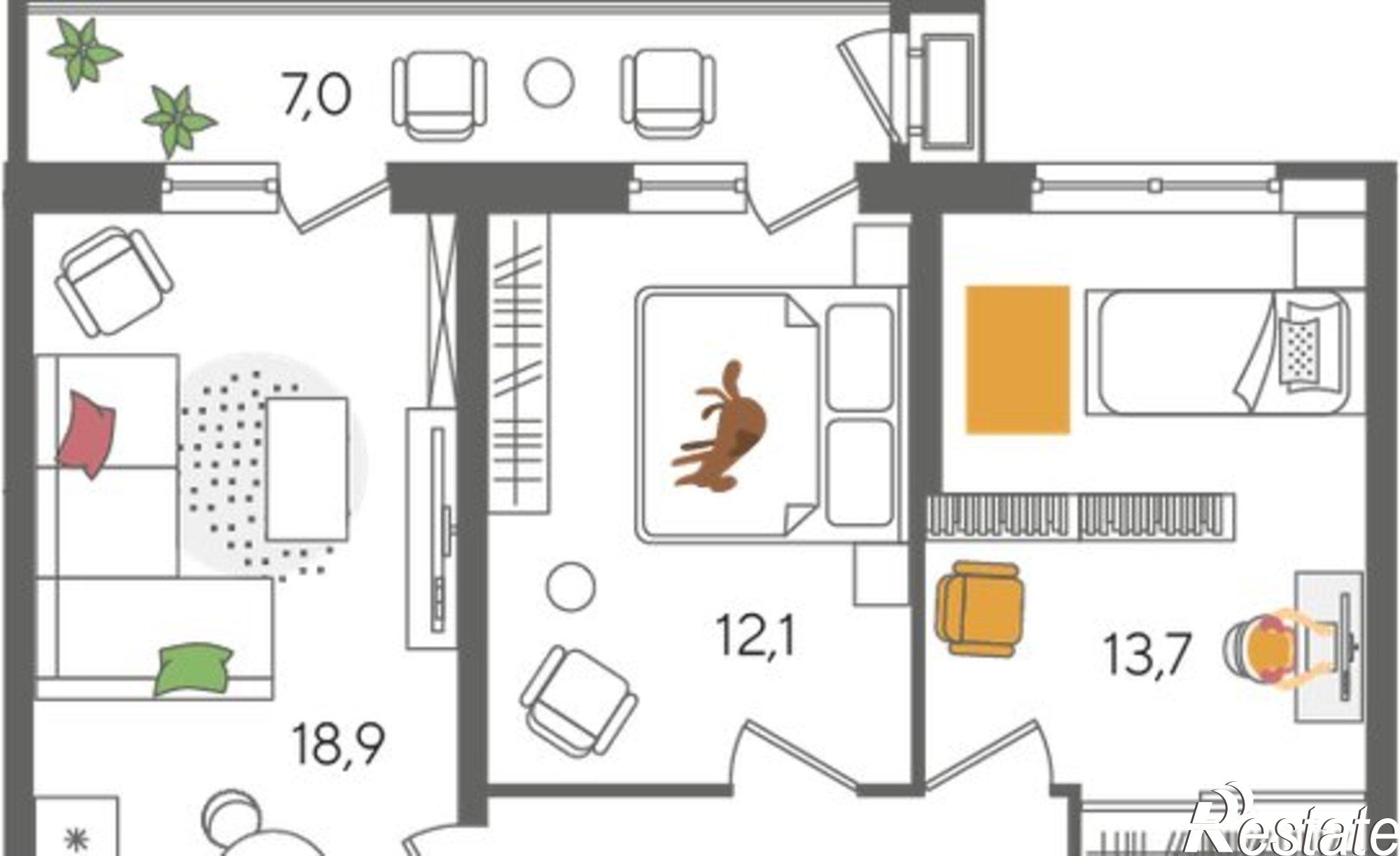 Купить квартиру за 13 904 600 рублей на ул Новороссийская, 90/2 1