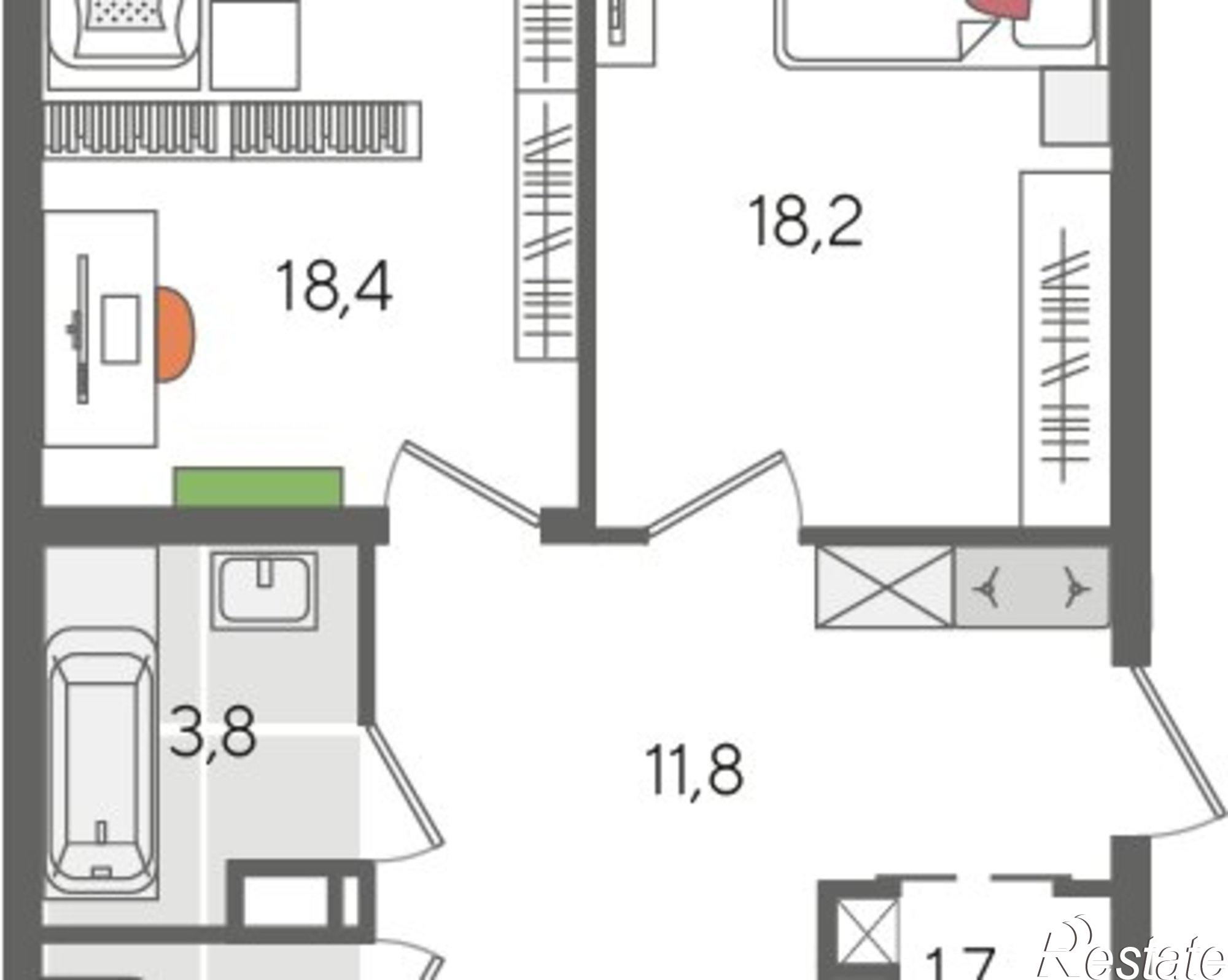 Купить квартиру за 19 277 400 рублей на ул Новороссийская, 90/2 1