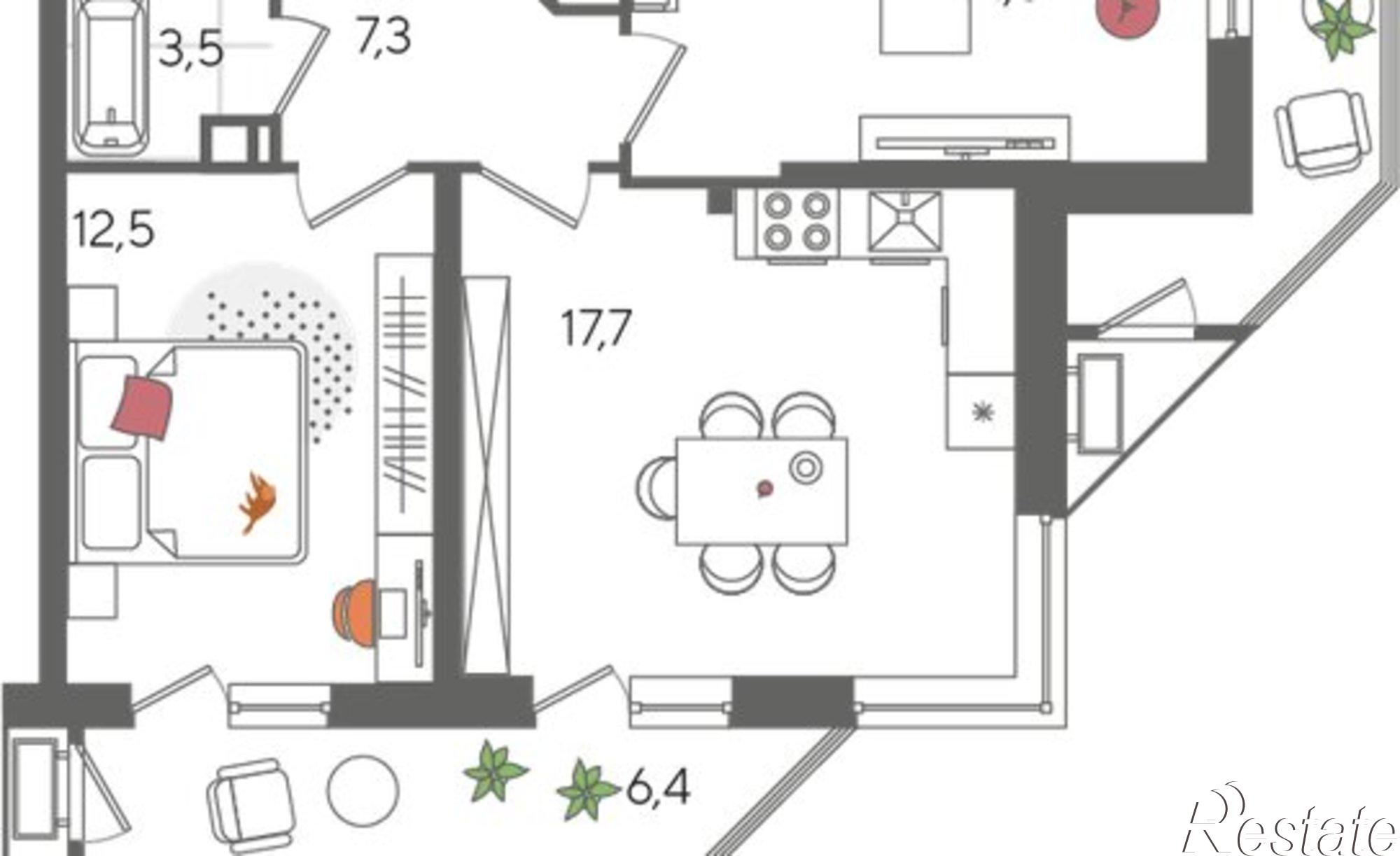 Купить квартиру за 13 719 300 рублей на ул Новороссийская, 90/2 1