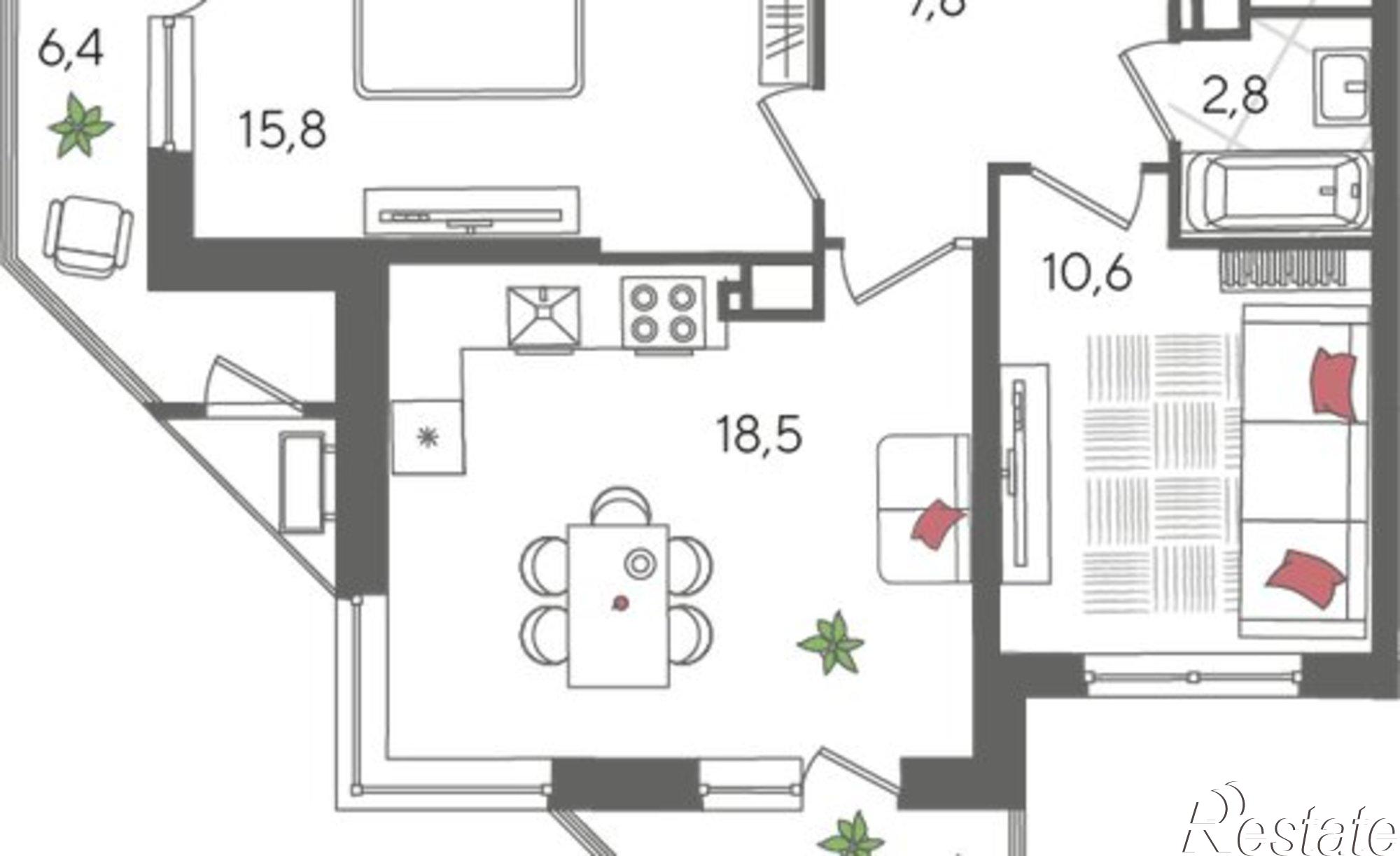 Купить квартиру за 14 121 500 рублей на ул Новороссийская, 90/2 1