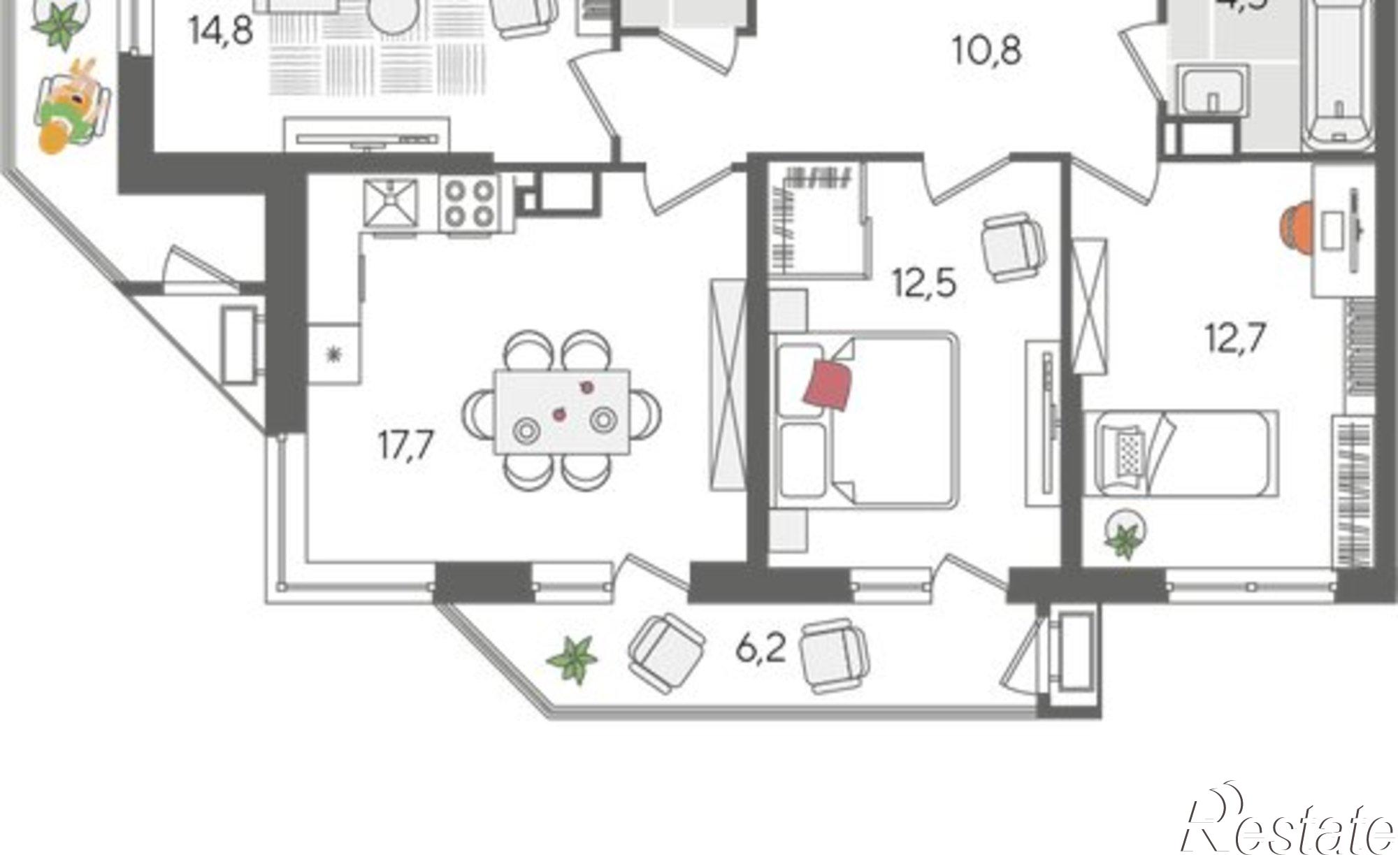 Купить квартиру за 17 390 900 рублей на ул Новороссийская, 102