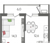 1-комн, 44 кв м, этаж 23/24 ул Новороссийская, 102
