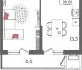 1-комн, 45 кв м, этаж 23/24 ул Новороссийская, 102