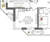 3-комн, 88 кв м, этаж 21/24 ул Новороссийская, 102