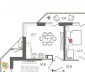 3-комн, 91 кв м, этаж 22/24 ул Новороссийская, 102