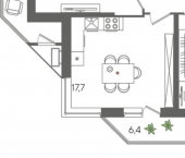 2-комн, 71 кв м, этаж 9/24 ул Новороссийская, 102