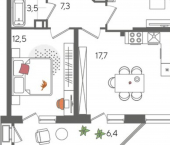 2-комн, 71 кв м, этаж 4/24 ул Новороссийская, 90/2 1