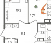 3-комн, 98 кв м, этаж 12/24 ул Новороссийская, 90/2 1