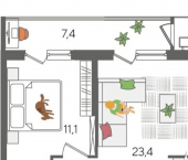 1-комн, 52 кв м, этаж 23/24 ул Новороссийская, 102