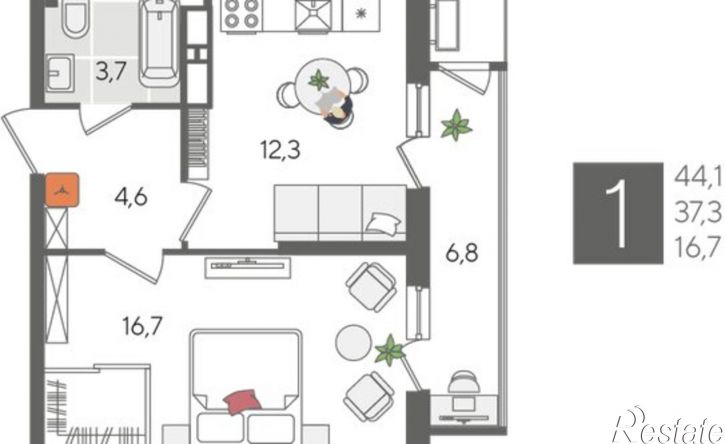 1-комн квартира в новом доме ул Новороссийская, 102,  д. 102