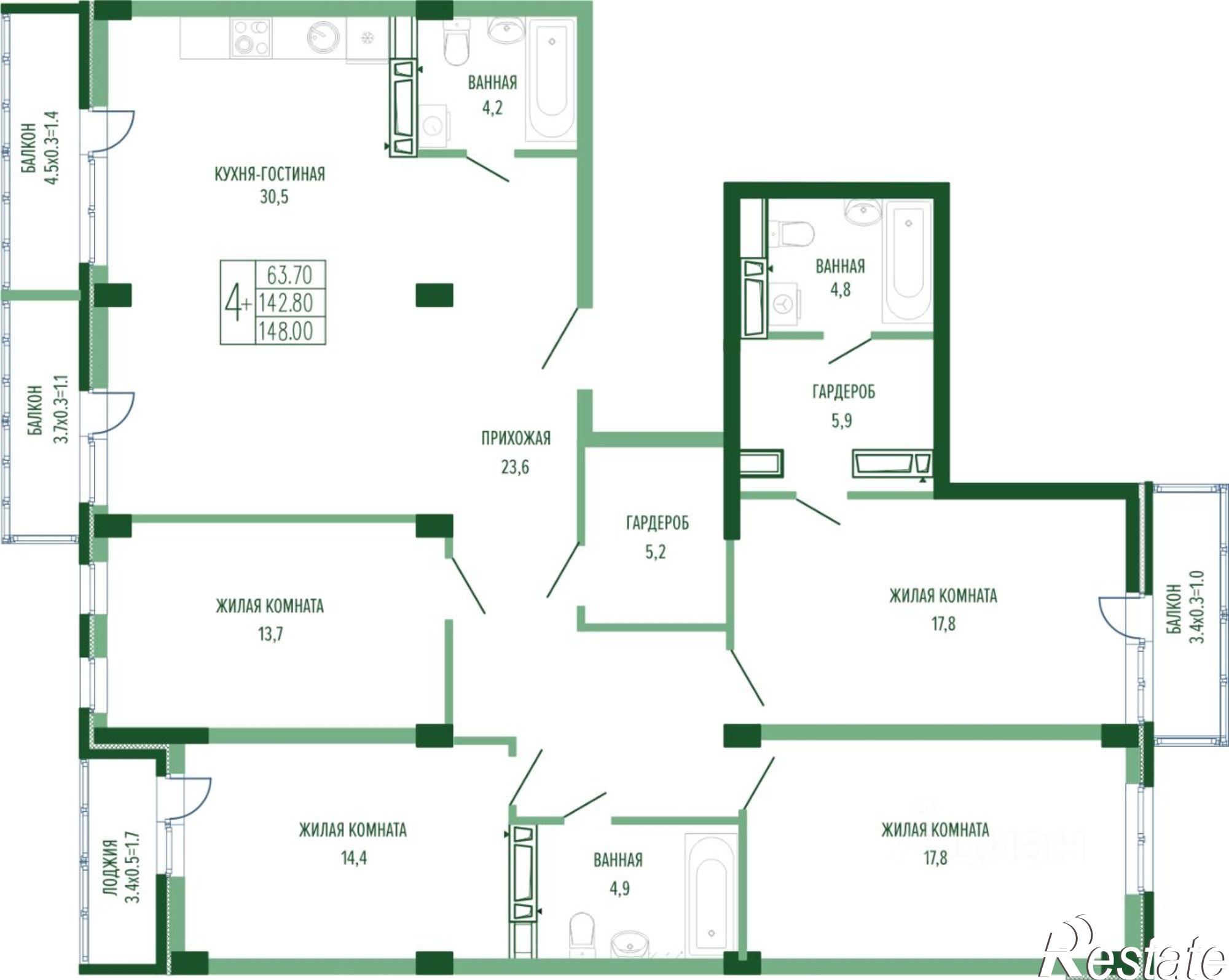 Купить квартиру за 45 768 000 рублей на ул Круговая, 4/1