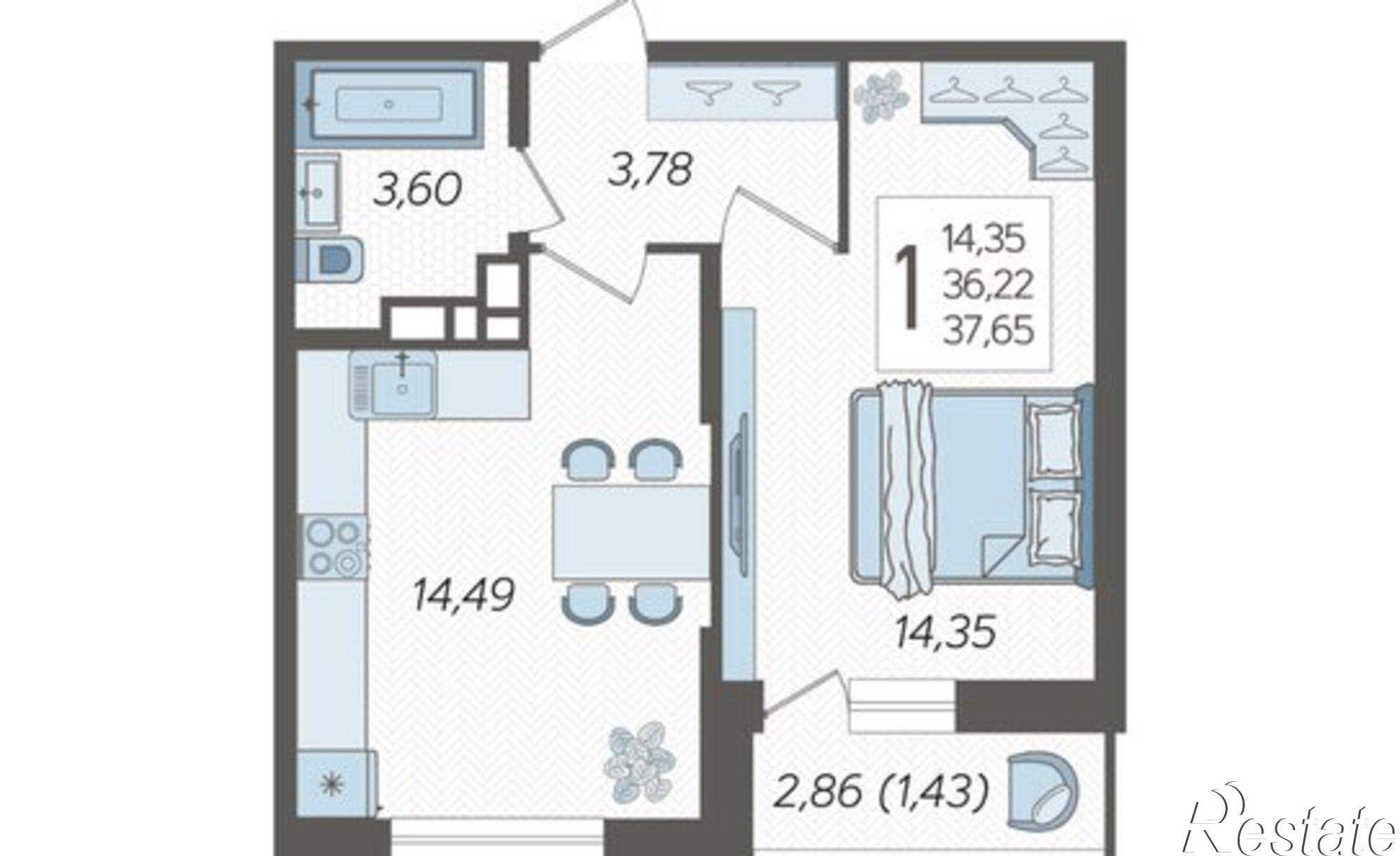 Купить квартиру за 5 613 620 рублей на ул Дальневосточная, 14